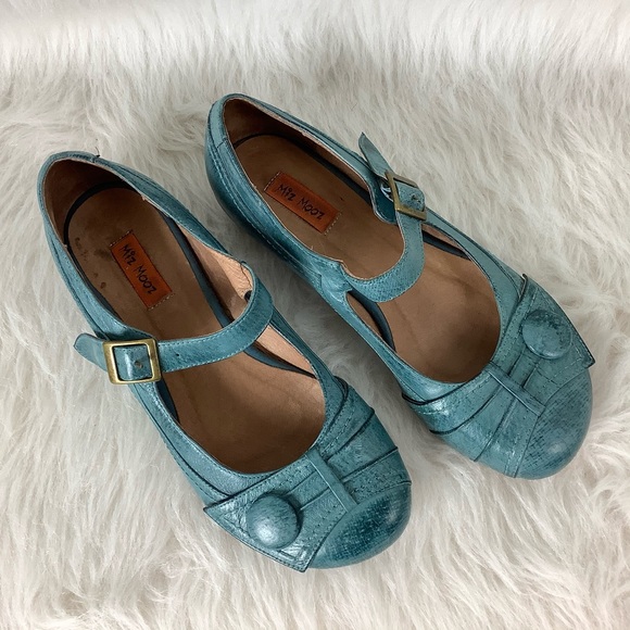 Miz Mooz Shoes - Miz Mooz Blue Button Mary Jane Dulce Flats